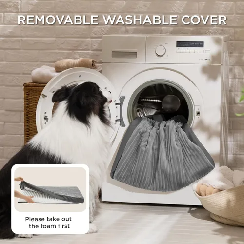 Miniatura 5 de Bedsure ComfyFleece - Camas ortopédicas para perros de gran tamaño para jaula con funda extraíble para máquina, no impermeable, alfombrilla de Gris