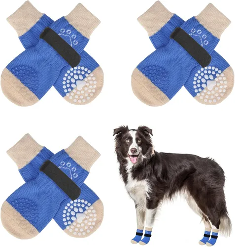 Miniatura 48 de SCENEREAL 6 piezas de calcetines antideslizantes para perros para prevenir lamido de patas para pavimento caliente/frío, calcetines de agarre
