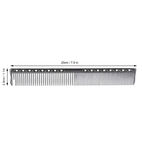 Miniatura 7 de Peines de peluquería de metal, peines profesionales de acero inoxidable para peluquería, peine desenredante (negro)