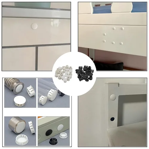 Miniatura 5 de 40 tapones de plástico de 0.394 in/0.4 pulgadas, tipo empotrado, tubo de orificio de bloqueo a presión para muebles, postes de esgrima, tapas