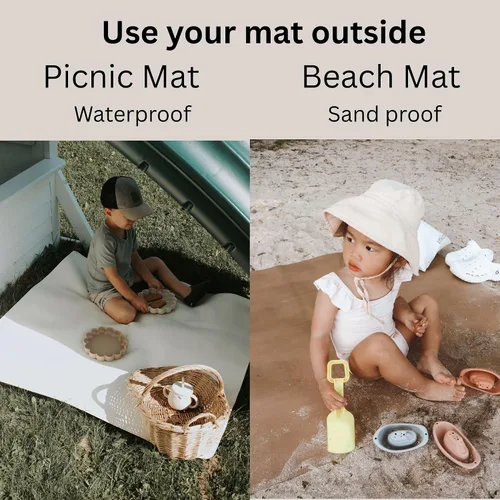 Miniatura 6 de Uniklook Tapete reversible de cuero vegano multiusos para niños, manta de pícnic infantil, impermeable, para silla alta, a prueba de arena, manta