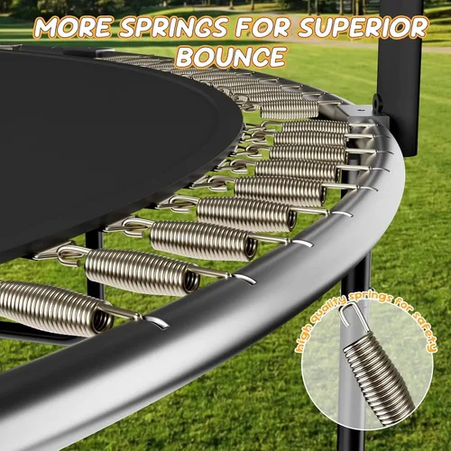 Miniatura 7 de Trampolín para exteriores de 8 pies, 10 pies, 12 pies, 14 pies, trampolines recreativos con recinto y escalera, trampolines antioxidantes para niños