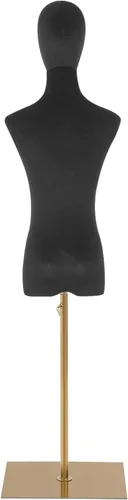 Torso de maniquí femenino con soporte de metal dorado, forma de vestido para ropa, exhibición de joyas con base estable de altura ajustable para