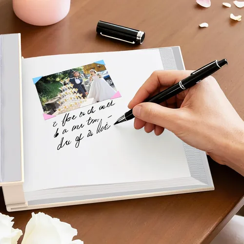 Miniatura 7 de Wedding Photo Album 4x6 with 400 Pockets, Custom Engraved Beige Leather Memory Book for Engagement, Bridal Shower & Keepsake Gift, Beige Leather