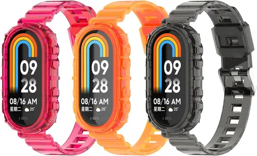 FitTurn Correas de reloj transparentes coloridas compatibles con Xiaomi Smart Band 8, correas de repuesto con funda protectora para Mi Band 8,