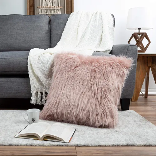Miniatura 4 de Lavish Home - Juego de 22 almohadas de felpa cuadradas de lujo y fundas de almohada glamorosas para dormitorio o sala de estar (rosa)