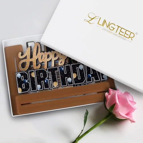 Miniatura 4 de LINGTEER Feliz 10º Cumpleaños Juego de Centros de Mesa de Acrílico Azul para Mesa - Brindemos por Diez Años Decoraciones de Regalo de Fiesta de 10º