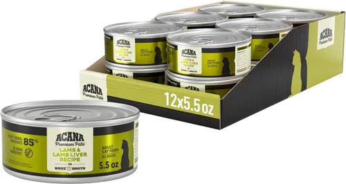 ACANA Paté Premium Húmedo para Gatos en Caldo de Hueso Receta de Cordero + Hígado de Cordero 5.5oz Latas (12 unidades)