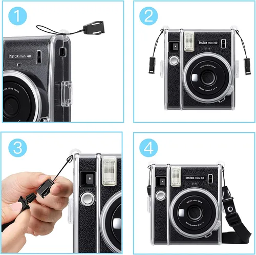 Miniatura 5 de Fintie Funda protectora transparente para cámara de película instantánea Fujifilm Instax Mini 40, cubierta de PVC duro con correa de hombro
