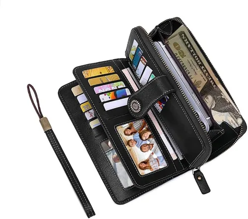 Miniatura 2 de JEVIYO Cartera para mujer con bloqueo RFID monederos pequeños para mujer a negro Casual