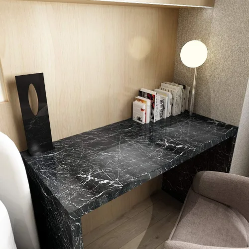 Miniatura 3 de YENHOME Papel de contacto de mármol negro para encimeras, papel de contacto impermeable de 17.7 x 118 pulgadas, papel de contacto de mármol negro
