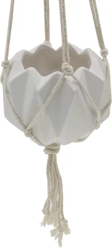 Miniatura 7 de Flora Bunda Maceta colgante para suculentas de 5 pulgadas de cerámica macramé rosa brillante