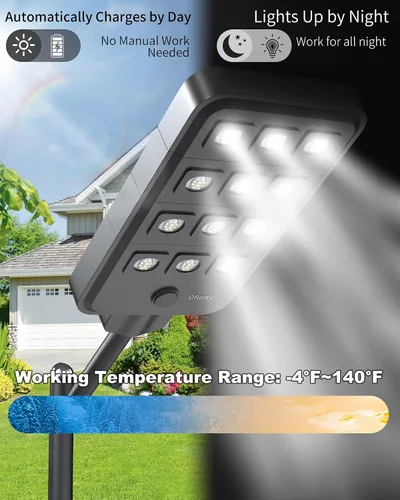 Miniatura 2 de Ofuray Of-12600W - Farolas solares para exteriores – 15 W superbrillantes 120 LED, se ilumina 2,800 pies cuadrados con sensor de movimiento