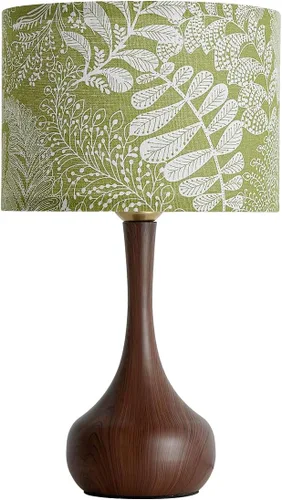 Lámpara de mesa pequeña bohemia de 17 pulgadas para dormitorio, lámpara de noche de lino con hoja verde para mesitas de noche, moderna lámpara de
