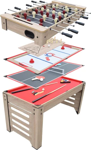 Hathaway Madison - Mesa multijuego 6 en 1 de 54 pulgadas, ideal para salas de juegos familiares, incluye billar, futbolín, hockey deslizante, tenis
