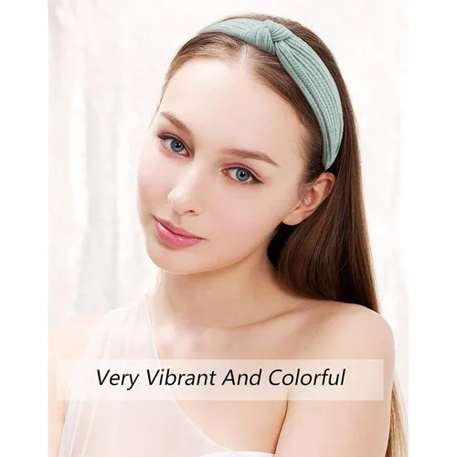 Miniatura 8 de Ondder Diademas anudadas para mujer, paquete de 10 diademas de moda con nudo superior, diadema surtida para mujer, turbante para el cabello fino