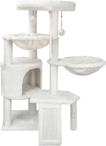 Wang Xin Árbol para Gatos de Tres Capas con Casita para Gatos, Almohadilla para Rascar y Dos Hamacas, Beige