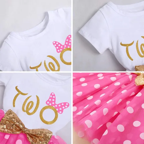 Miniatura 6 de IBTOM CASTLE - Vestido de princesa con falda tipo tutú para niñas que cumplan 1 o 2 años, incluye moñito con lentejuelas