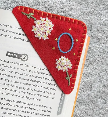 Miniatura 29 de Marcapáginas de esquina bordadas a mano personalizadas, Marcadores para mujeres, Marcador personalizado para los amantes de los libros, lindo Verde