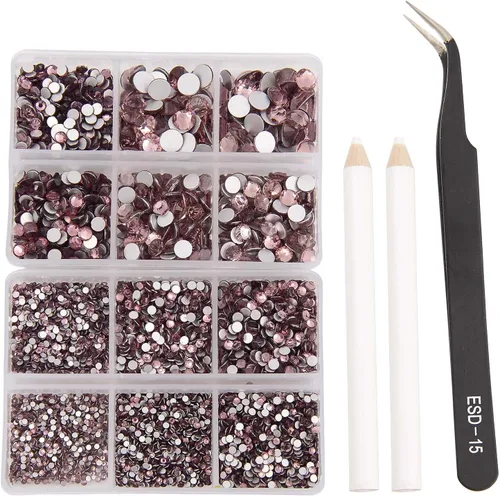 Miniatura 96 de NCB 288 diamantes de imitación de cristal redondos para arte de uñas, con parte trasera plana, para hacer accesorios de bricolaje, zapatos, ropa
