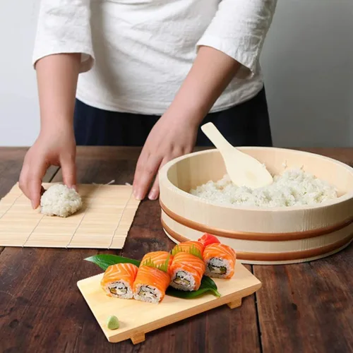 Miniatura 2 de Tina grande de madera japonesa Hangiri Sushi Arroz Mezclador para Sushi Restaurante Sushi 23 pulgadas/23.6 in Diámetro