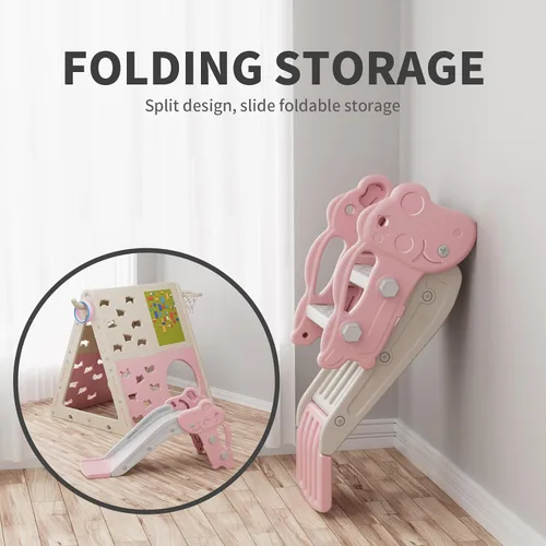 Miniatura 5 de UNICOO Juego de pirámide de escalada multifuncional 7 en 1 con tobogán, juego de escalada y deslizamiento para niños para el hogar, guardería Rosa