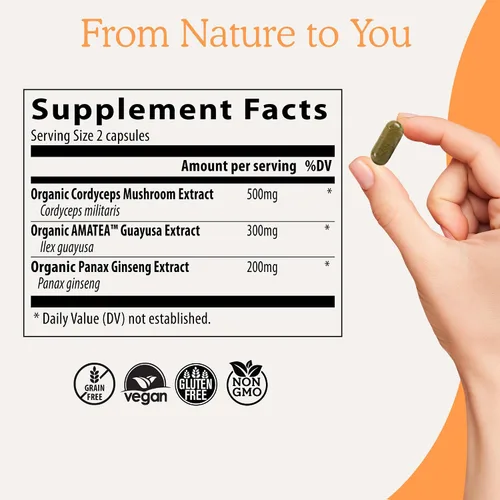 Miniatura 3 de Real Mushrooms RealBoost (60 ct), 5 defensores (90 unidades) y polvo de hongos de cola de pavo y cápsulas – Suplemento de hongos para energía