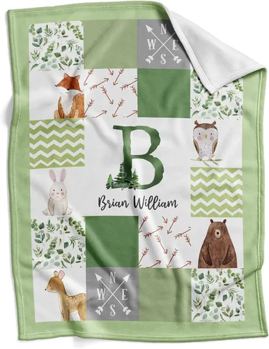 Miniatura 7 de Mantas de bebé personalizadas para niños, regalos personalizados para bebés con nombre, manta de forro polar suave y ligera (león bebé)