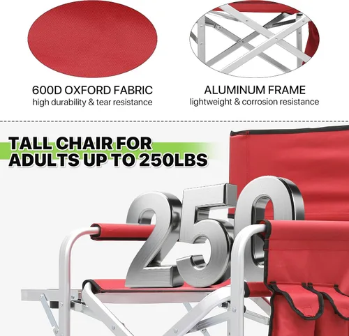 Miniatura 4 de Magshion Silla alta de director para personas mayores y maquilladores, altura del asiento de 31 pulgadas, capacidad de 250 libras, silla plegable