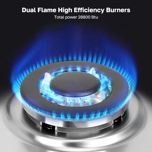 Miniatura 2 de ThermoMate Light 30 Pulgadas de Cocina de Gas, Estufa de Gas Integrada con 5 Quemadores de Alta Eficiencia, NG/GLP Convertible de Acero Inoxidable