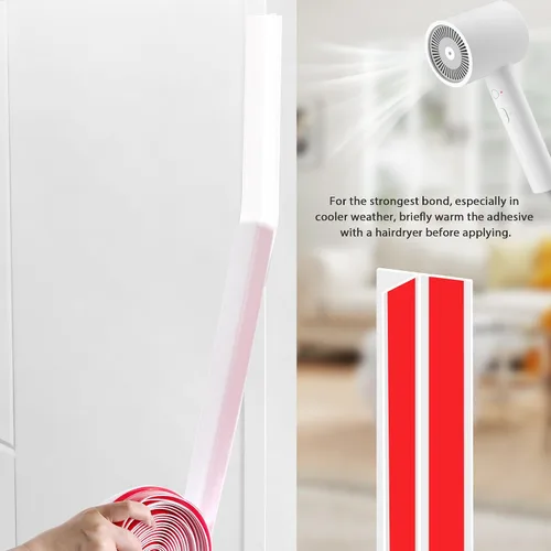 Miniatura 5 de TAROSE Tapón de puerta en forma de T de 20 pies, cinta de sellado de silicona para puertas y ventanas, color blanco, 1.38 pulgadas de ancho