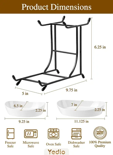 Miniatura 5 de Cuencos de frutas para encimera de cocina, no requiere montaje, cuencos de porcelana de 2 niveles con soporte de metal, cesta de frutas escalonada