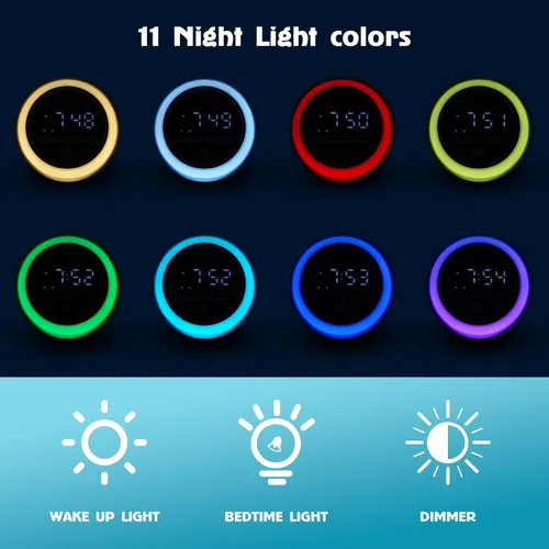 Miniatura 3 de Reloj despertador para niños, Ok to Wake Clock con luces nocturnas, temporizador de siesta, reloj de entrenamiento del sueño para niños pequeños
