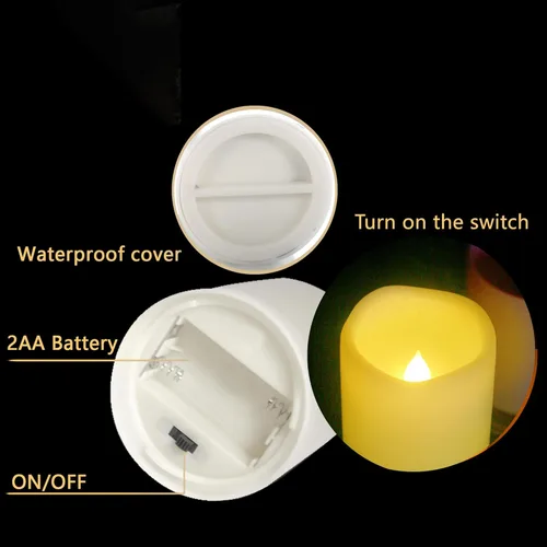 Miniatura 15 de 4 velas LED escalonadas sin flama, de pilas, impermeables, para exteriores, con temporizador, luz nocturna parpadeante de resina plástica, para Cera.