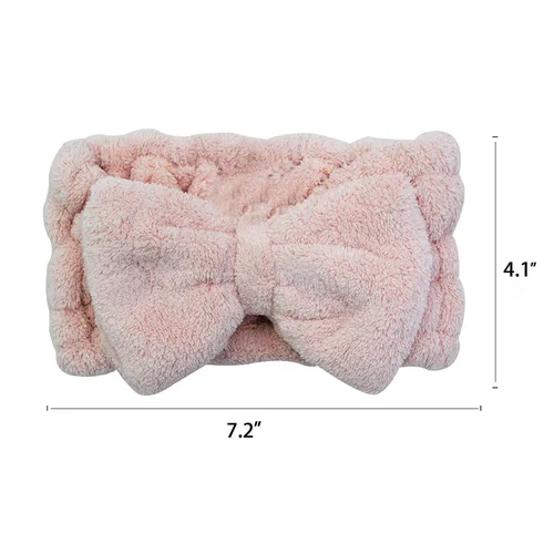 Miniatura 2 de Chloven Paquete de 2 diademas de microfibra con pajarita de maquillaje facial, diadema cosmética, lazo para el cabello, spa, yoga, deportes, ducha