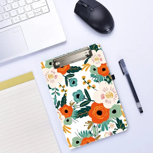 Miniatura 6 de Hongri Mini Portapapeles Folio con Bloc de Notas Rayado Recargable y Bolsillo de Almacenamiento Interior para Estudiantes, Aula, Oficina, Mujeres