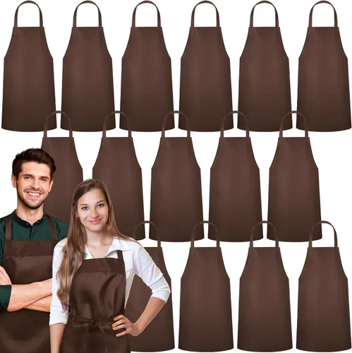 Miniatura 13 de Foaincore Paquete de 36 delantales con peto, delantales lisos a granel para hombre y mujer, delantal unisex para adultos, lavable a máquina, Negro
