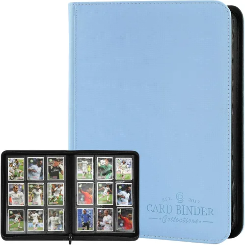 Miniatura 12 de Carpeta de tarjetas con 9 bolsillos, carpeta de tarjetas coleccionables con cremallera de alta calidad, 540 bolsillos de doble cara, álbum de Verde