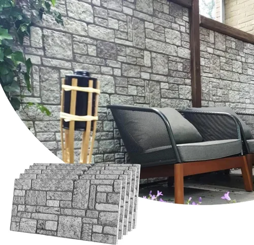 Miniatura 49 de Dundee Deco Paneles de pared 3D de ladrillo sintético, revestimiento de pared con aspecto de piedra roja, gris y marrón, espuma de poliestireno