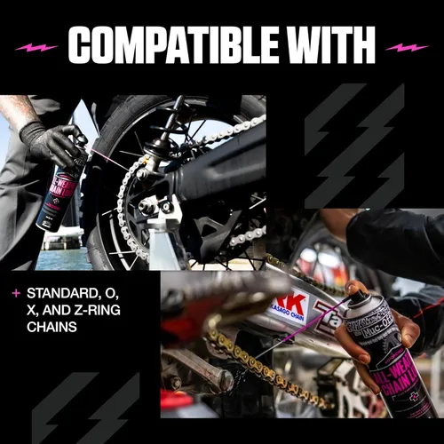 Miniatura 5 de Muc Off - Lubricante para cadena de motocicleta para todo clima, 400 mililitros - Spray lubricante para cadena de motocicleta premium - Formulado