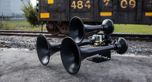 Miniatura 2 de HornBlasters Outlaw Black 127H Kit de bocina de tren de 1.5 galones 120PSI - Sistema de aire todo en uno - Fácil instalación - Sonido potente