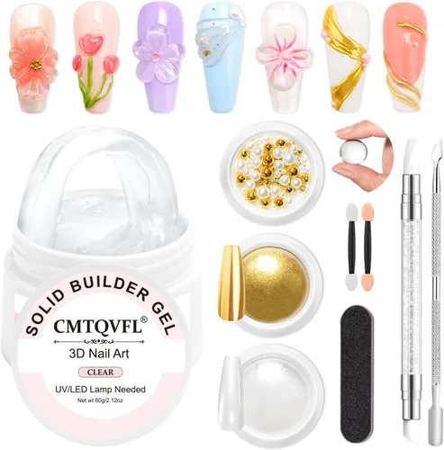 Miniatura 8 de Polvo de uñas de gel 3D 4 en 1 mejorado para uñas de cromo dorado 【NO.1 -100% Efecto 3D】20g No se limpia 3D Escultura de uñas de gel 3D con 2-Oro