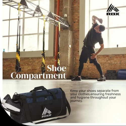 Miniatura 4 de RBX Bolsas de gimnasio para hombres, pequeña bolsa de gimnasio para mujeres con compartimento para zapatos, bolsa de lona para viajes, bolsa