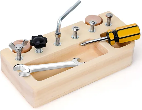 Miniatura 9 de TOY Life Juego de tablero de destornillador Montessori de madera para niños pequeños y niños de 3, 4, 5 años, juguetes sensoriales de autobús