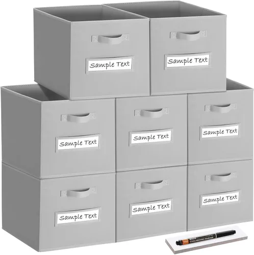 Miniatura 29 de Cubos de almacenamiento de tela (juego de 8) cubos de almacenamiento de 11 pulgadas, cubos de almacenamiento con 8 etiquetas, tarjetas de ventana