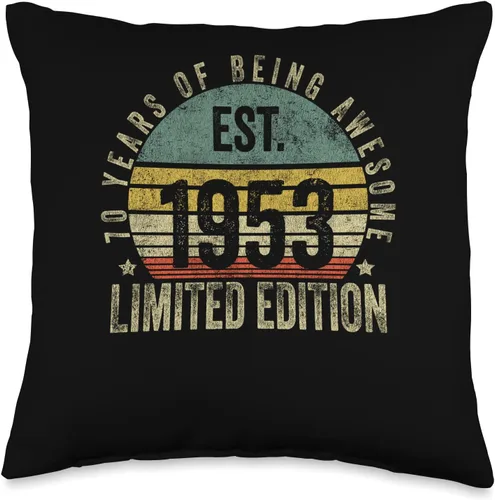 Retro Est 1953 Limited Edition Born in Gifts Vintage 70 Year Old Est 1953 Edición Limitada 70 Cumpleaños, 16 x 16 pulgadas, Multicolor