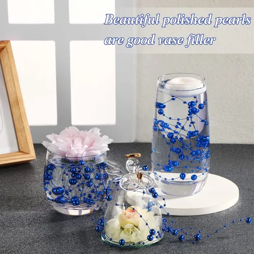 Miniatura 6 de Hicarer Cadena de perlas de 157 pies con 24 cuerdas para velas flotantes, perlas de imitación como relleno de jarrón, ideal para bodas, fiestas