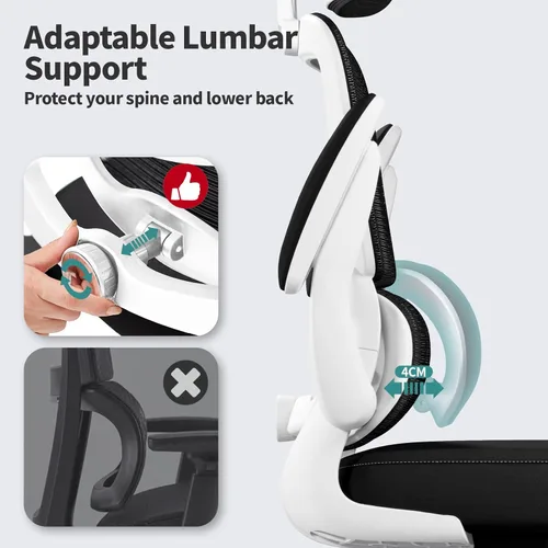 Miniatura 4 de TRALT Silla de oficina ergonómica, silla de escritorio de malla para el hogar de 330 libras, sillas de escritorio de oficina con ruedas, cómodas