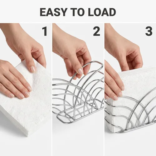 Miniatura 5 de Servilletero para mesa – Dispensador de servilletas vertical de hierro plateado para servilletas de papel, dispensador de servilletas para cocina
