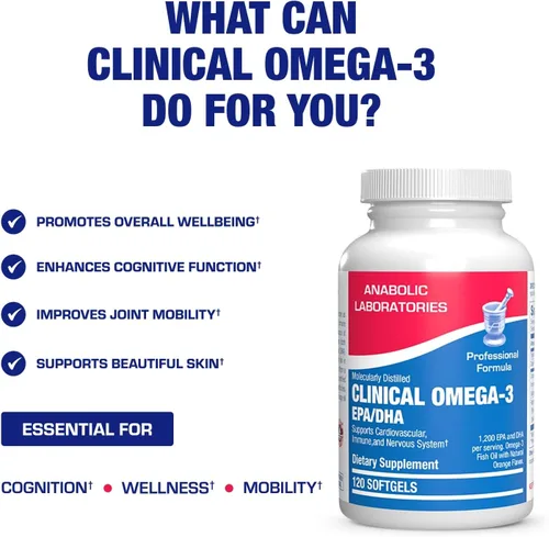Miniatura 5 de Suplemento clínico de aceite de pescado Omega 3 con EPA y DHA – 120 cápsulas blandas con sabor a naranja para la salud cardíaca, inmune y nerviosa